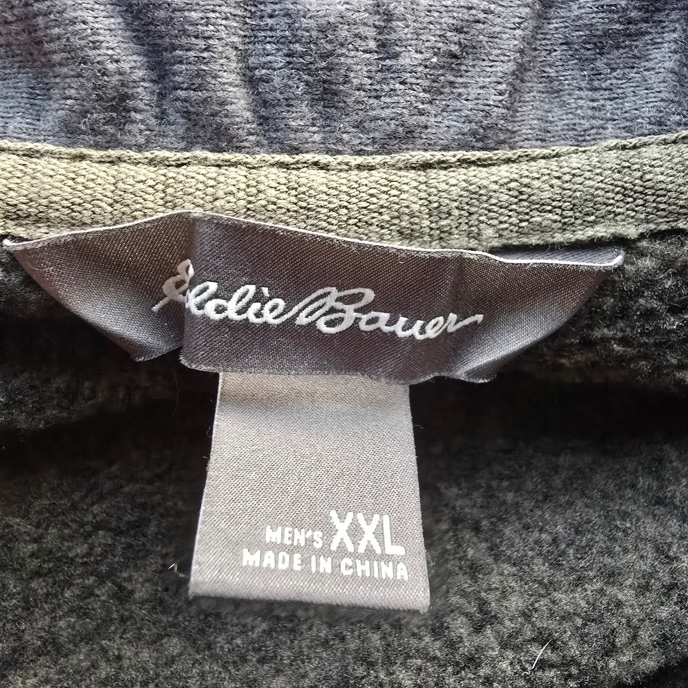 Eddie Bauer Mens XXL Quarter Zip Pullover Fleece Sweater Olive Green Marl 0162 - Picture 6 of 16